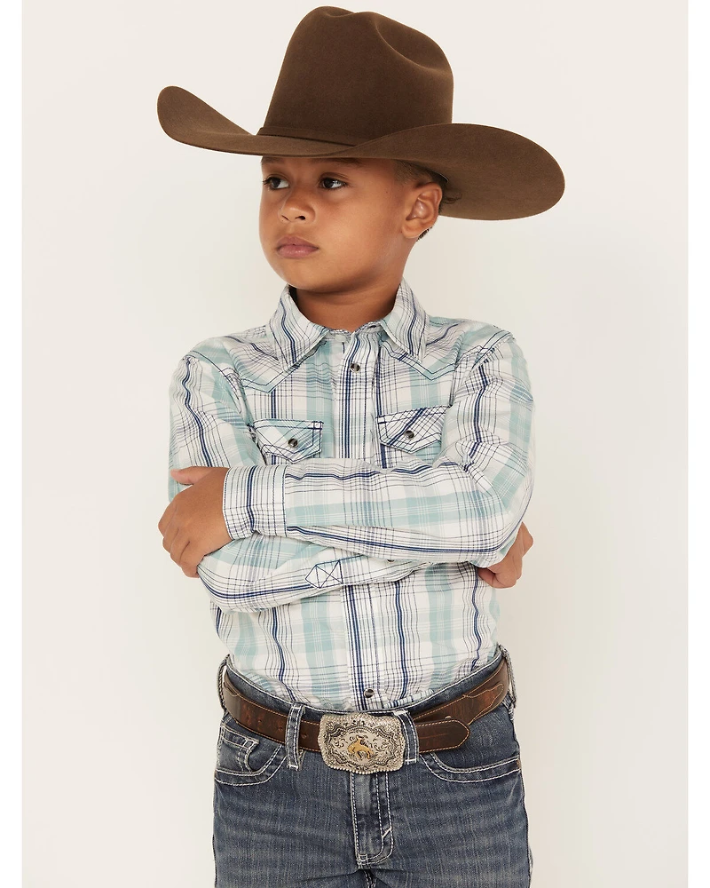 Cody James Boys' Flying Cloud Long Sleeve Plaid Snap Shirt