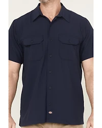 Dickies Men's Solid Short Sleeve Button-Down Performance Work Shirt