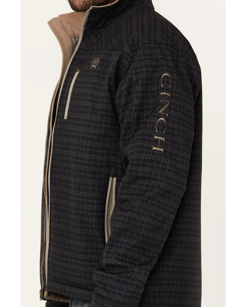 Cinch Men's Plaid Print Bonded Zip Softshell Jacket