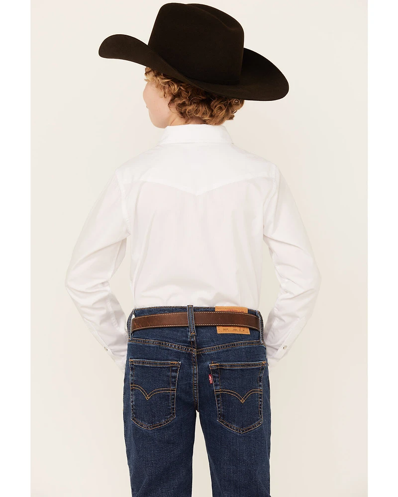 Gibson Trading Co Boys' Solid Long Sleeve Pearl Snap Western Shirt