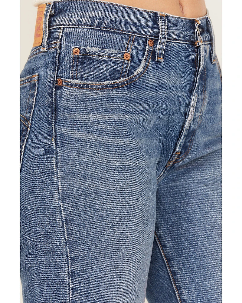 Levi's Women's Medium Wash 501 Pieced Destructed Jeans