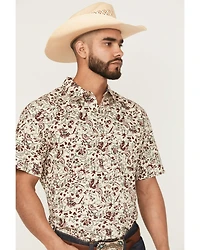 Cody James Men's Red River Floral Print Short Sleeve Button-Down Stretch Western Shirt