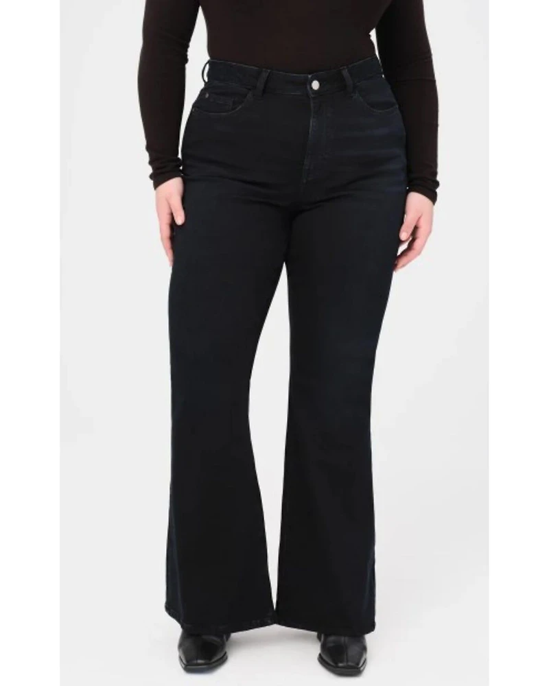 Warp + Weft Women's Mia Dark Wash High Rise Flare Stretch Denim Jeans - Plus