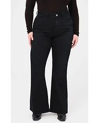 Warp + Weft Women's Mia Dark Wash High Rise Flare Stretch Denim Jeans - Plus