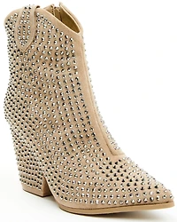 Very G Women's Swagger Rhinestone Booties - Snip Toe