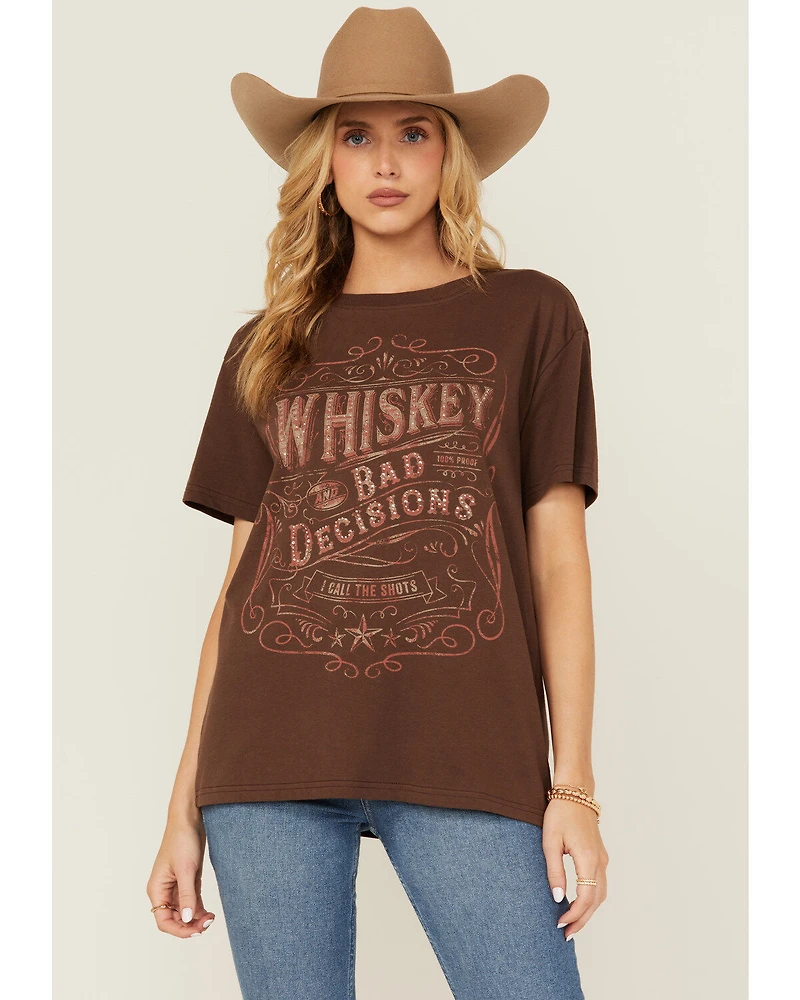 Shyanne Women's Whiskey Rhinestone Boyfriend Fit Short Sleeve Graphic Tee