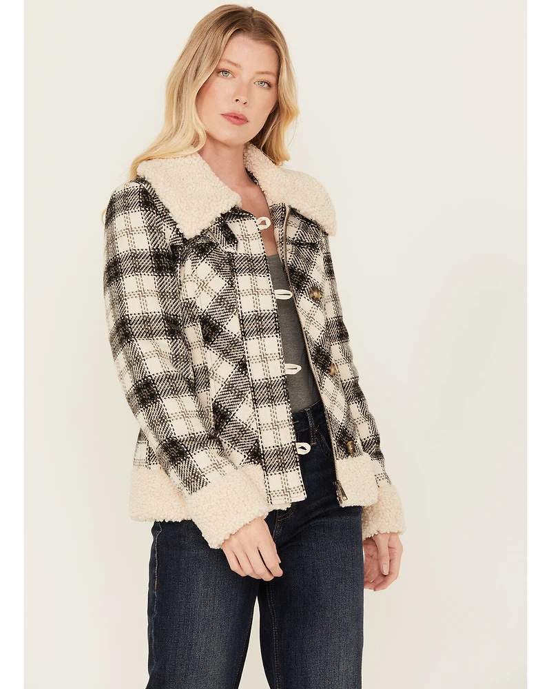Powder River Outfitters Women's Plaid Print Berber Wool Jacket