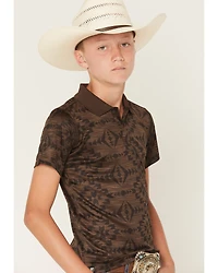 RANK 45® Boys' Tonal Southwestern Short Sleeve Button-Down Polo Shirt
