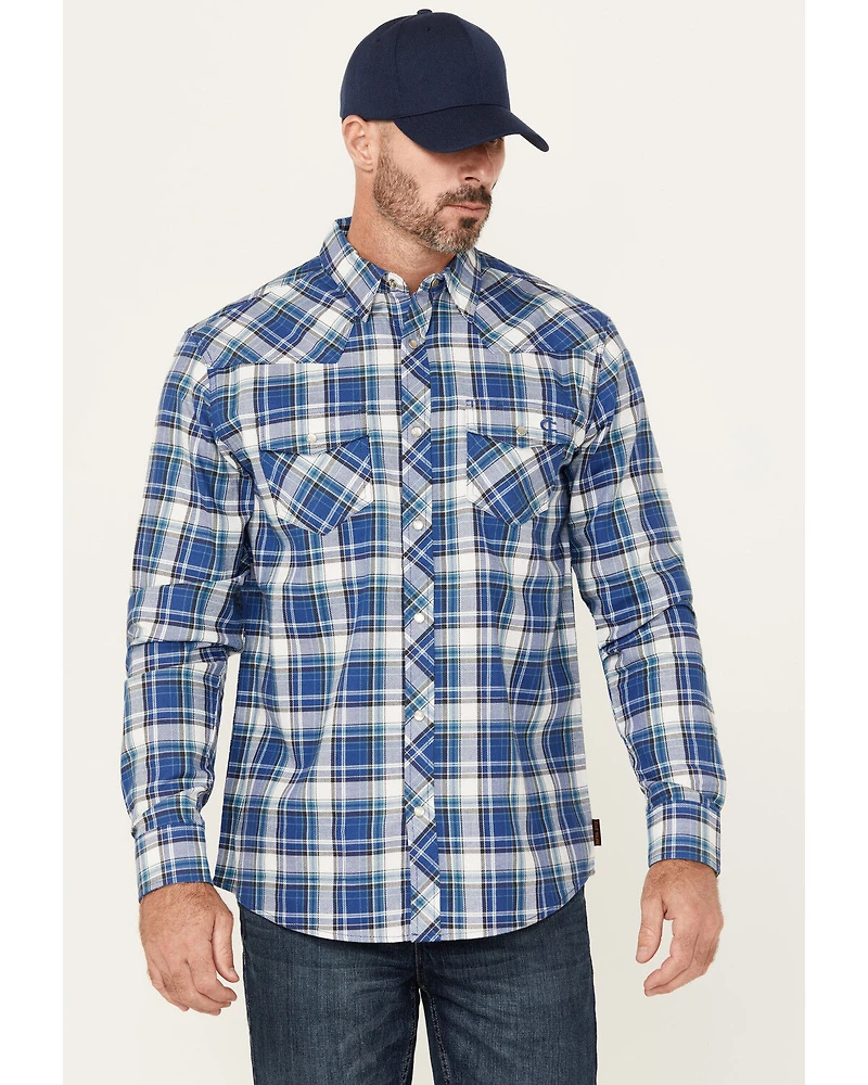Cody James Men's FR Plaid Print Long Sleeve Pearl Snap Flannel Work Shirt