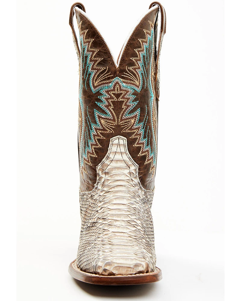 Dan Post Women's Back Cut Natural Python Exotic Western Boot - Broad Square Toe
