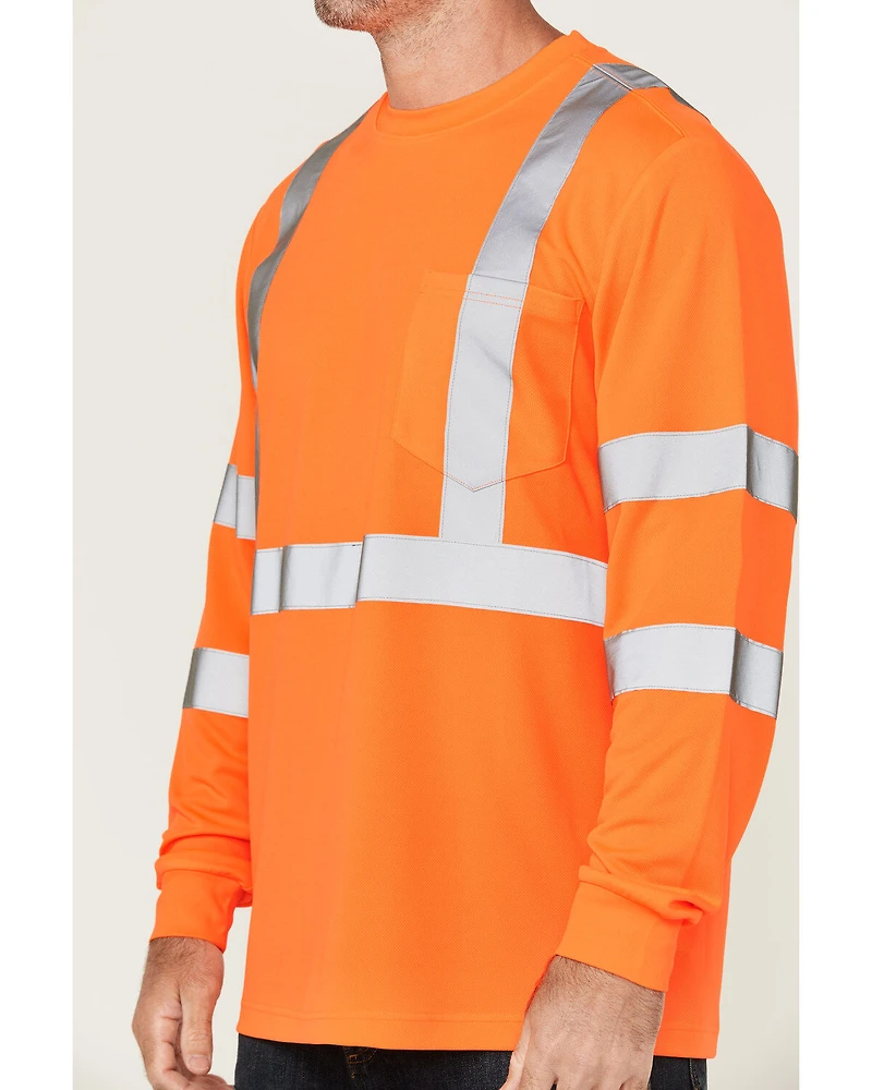Hawx Men's Hi-Vis Reflective Long Sleeve Work T-Shirt