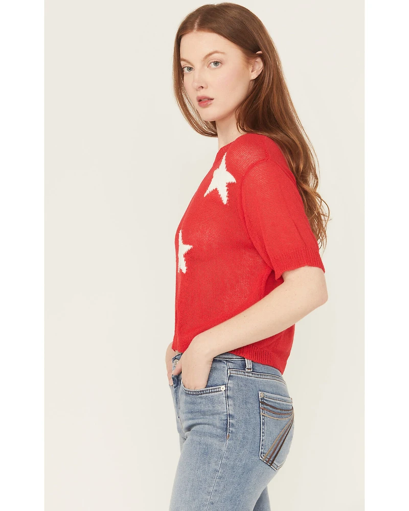 Rock & Roll Denim Women's Star Short Sleeve Sweater Tee