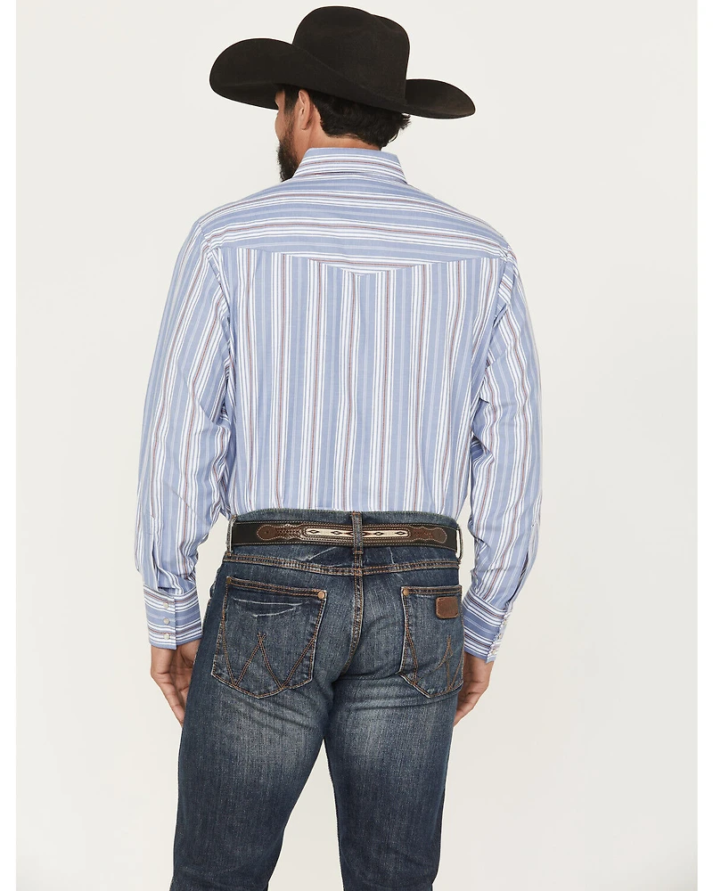 Ely Walker Men's Striped Long Sleeve Pearl Snap Western Shirt