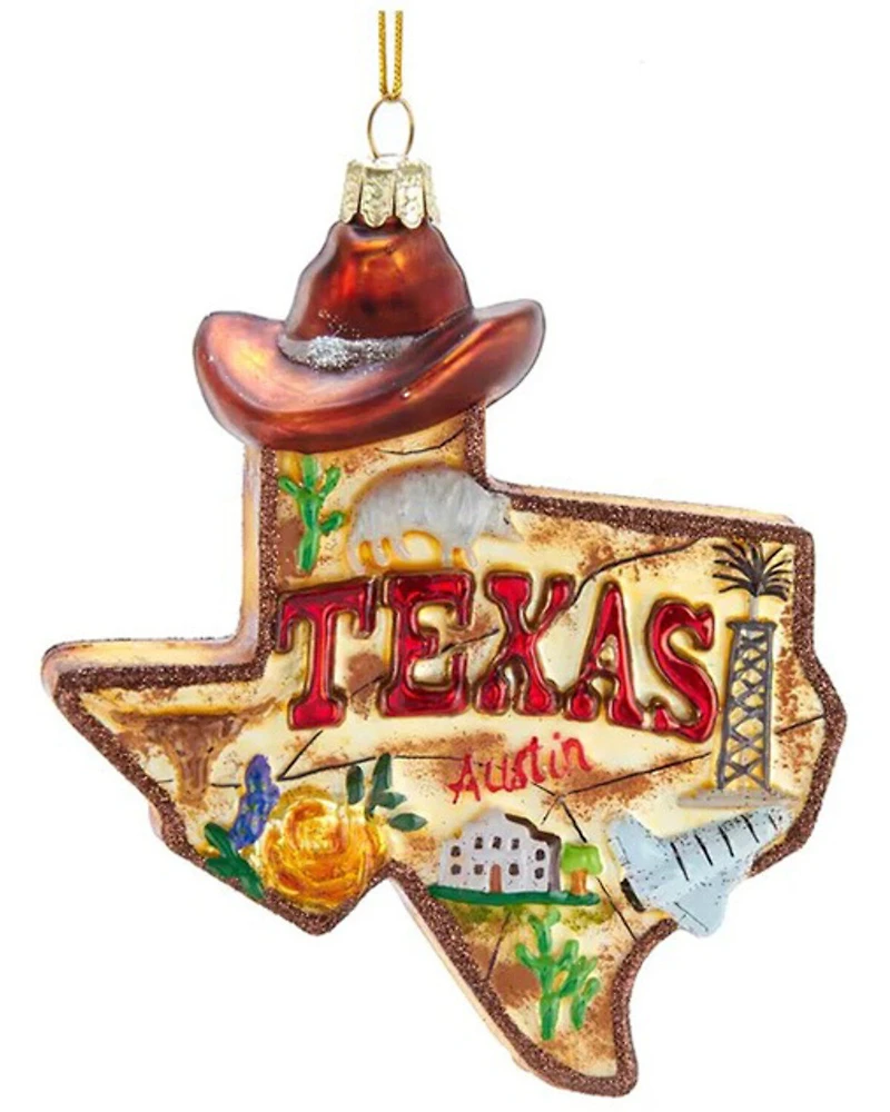 Kurt Adler Glass Texas Ornament