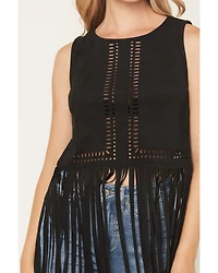 Idyllwind Women's Whitsett Faux Suede Fringe Sleeveless Tank top