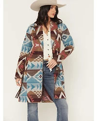 Shyanne Women's Southwestern Print Long Line Coat