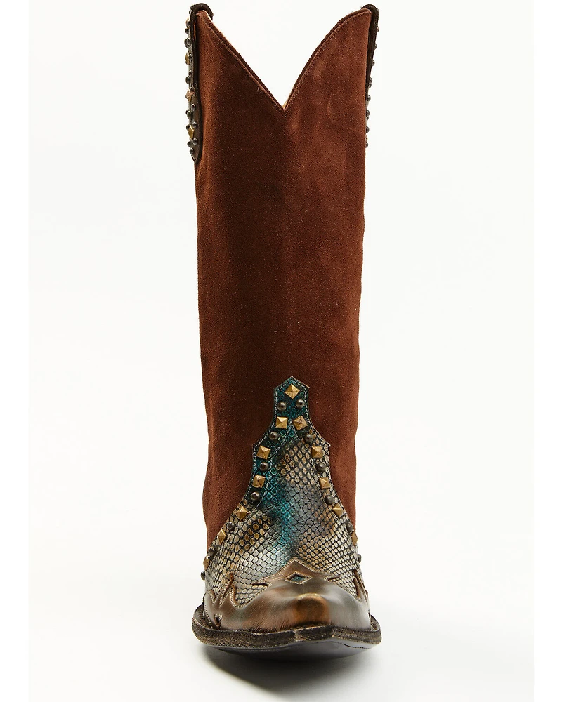 Idyllwind Women's Leap Snake Suede Leather Western Boots - Snip Toe