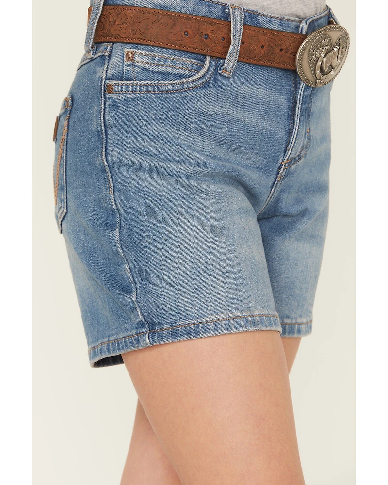 Wrangler Girls' Medium Wash Stretch Denim Shorts