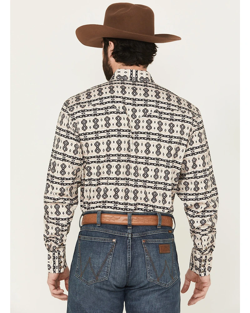 Rodeo Clothing Men's Southwestern Print Long Sleeve Snap Western Shirt