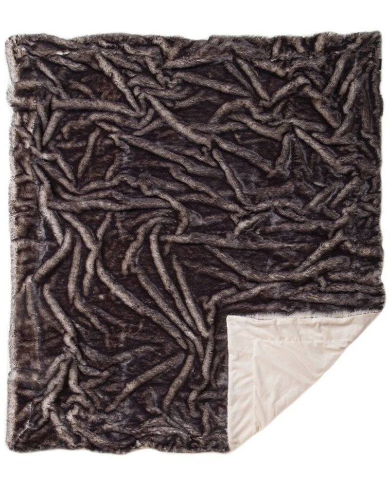Carstens Home Dark Grey Tipped Fox Faux Fur Throw Blanket