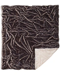 Carstens Home Dark Grey Tipped Fox Faux Fur Throw Blanket