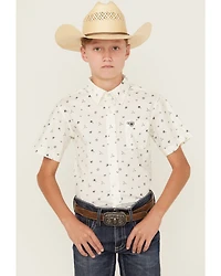 Ariat Boys' Conversation Print Short Sleeve Button-Down Western Shirt