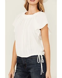 Wild Moss Women's Flutter Sleeve Peasant Top
