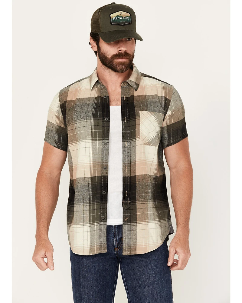 Brothers and Sons Men's Tooele Plaid Print Short Sleeve Button Down Western Shirt