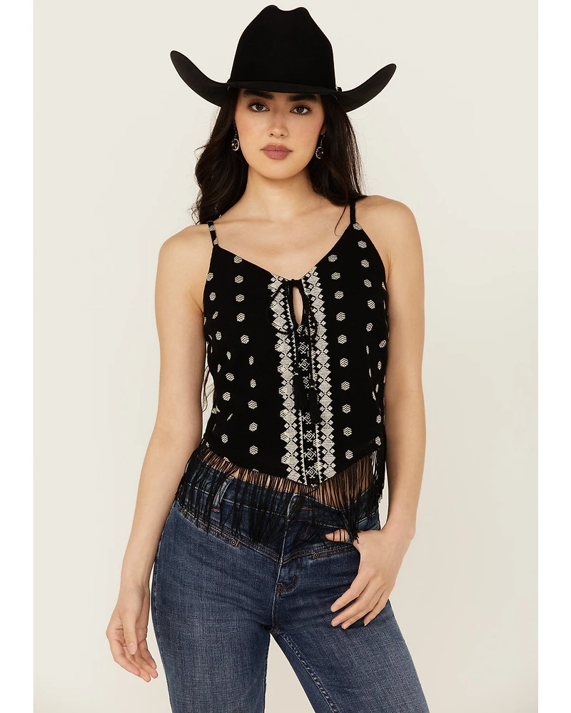Idyllwind Women's Sunnett Embroidered Fringe Hanky Hem Tank
