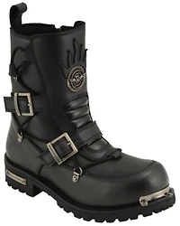 Milwaukee Leather Men's Tactical Buckle Logger Motorcycle Boots - Round Toe