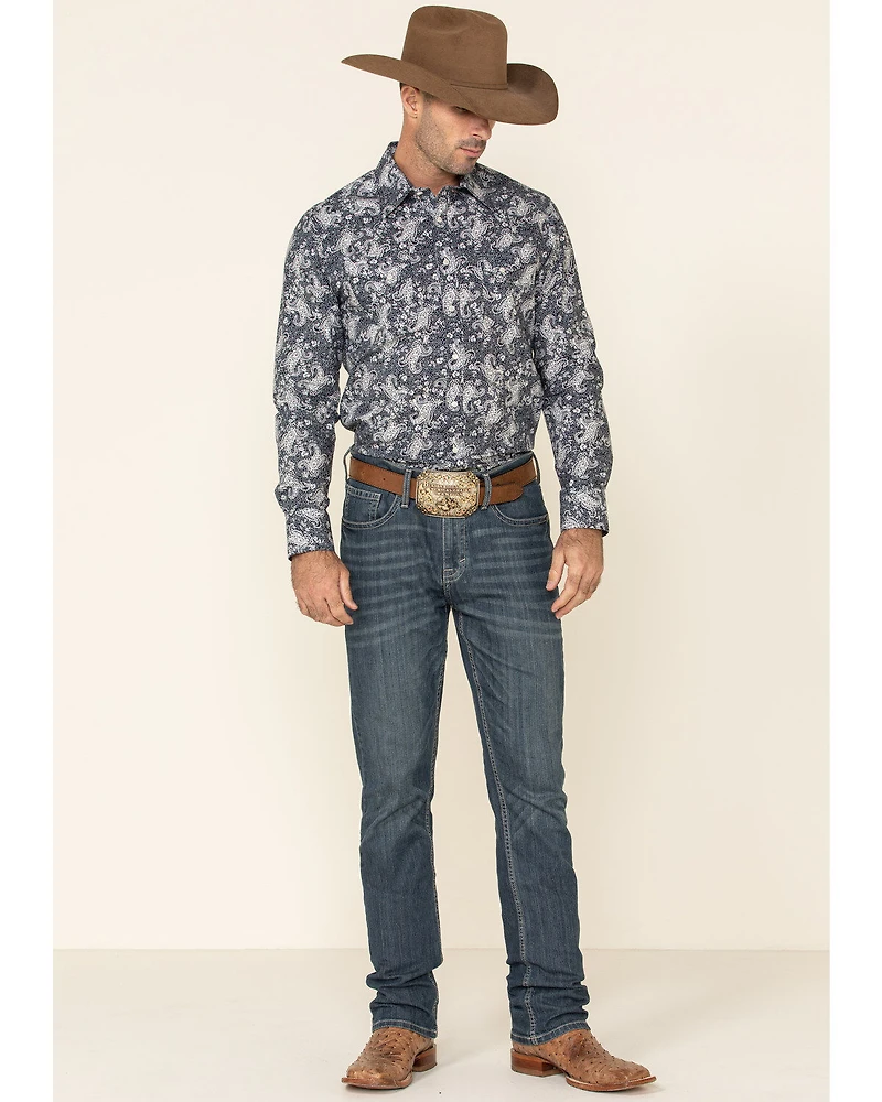 Rock & Roll Denim Men's Paisley Print Long Sleeve Western Shirt