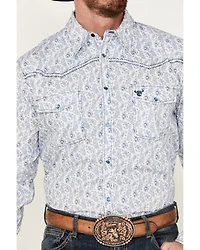 Cowboy Hardware Men's Tonal Paisley Print Long Sleeve Pearl Snap Western Shirt