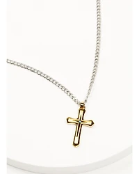 Cody James Men's Gold Cross Turquoise Inlay Necklace