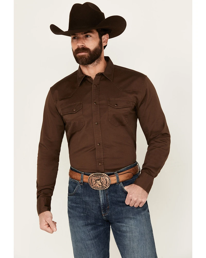 Blue Ranchwear Men's Rustler Solid Twill Long Sleeve Snap Western Shirt