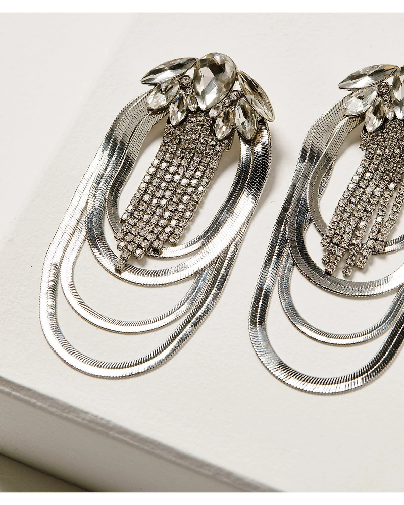 Wonderwest Women's Silver Jeweled Loop Earrings