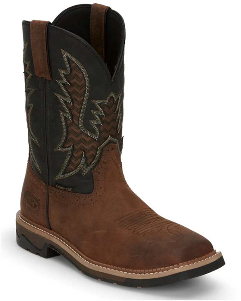 Justin Men's Stampede Bolt Pull On Western Work Boots - Nano Composite Toe