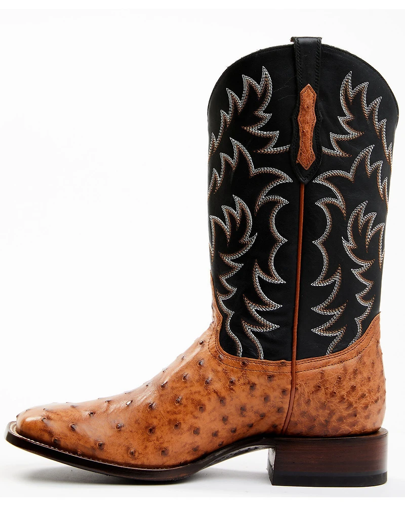 Cody James Men's Full Quill Cognac Ostrich Exotic Western Boots - Broad Square Toe