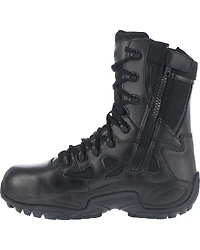 Reebok Men's Stealth 8" Lace-Up Black Side-Zip Work Boots - Soft Toe