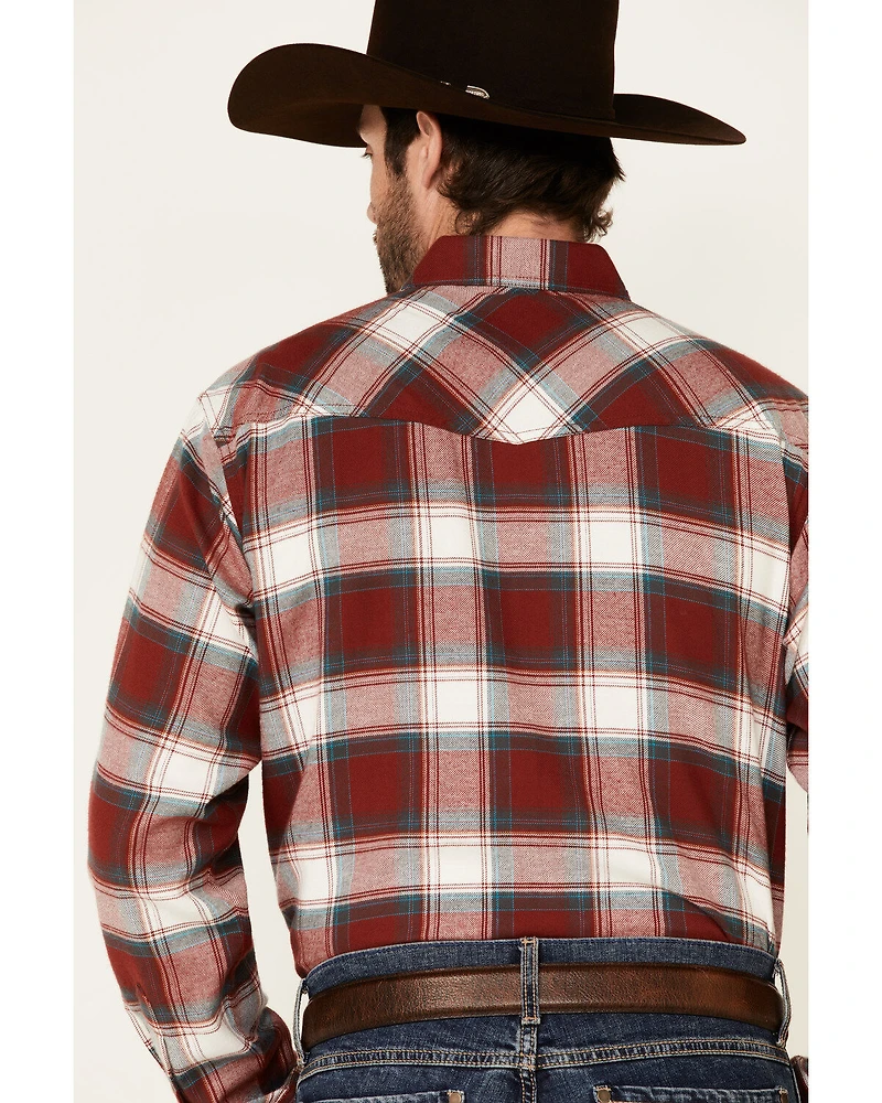 Ariat Men's Hillsboro Retro Large Plaid Long Sleeve Snap Western Flannel Shirt