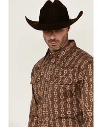 Cowboy Hardware Men's Southwestern Print Long Sleeve Snap Stretch Western Shirt