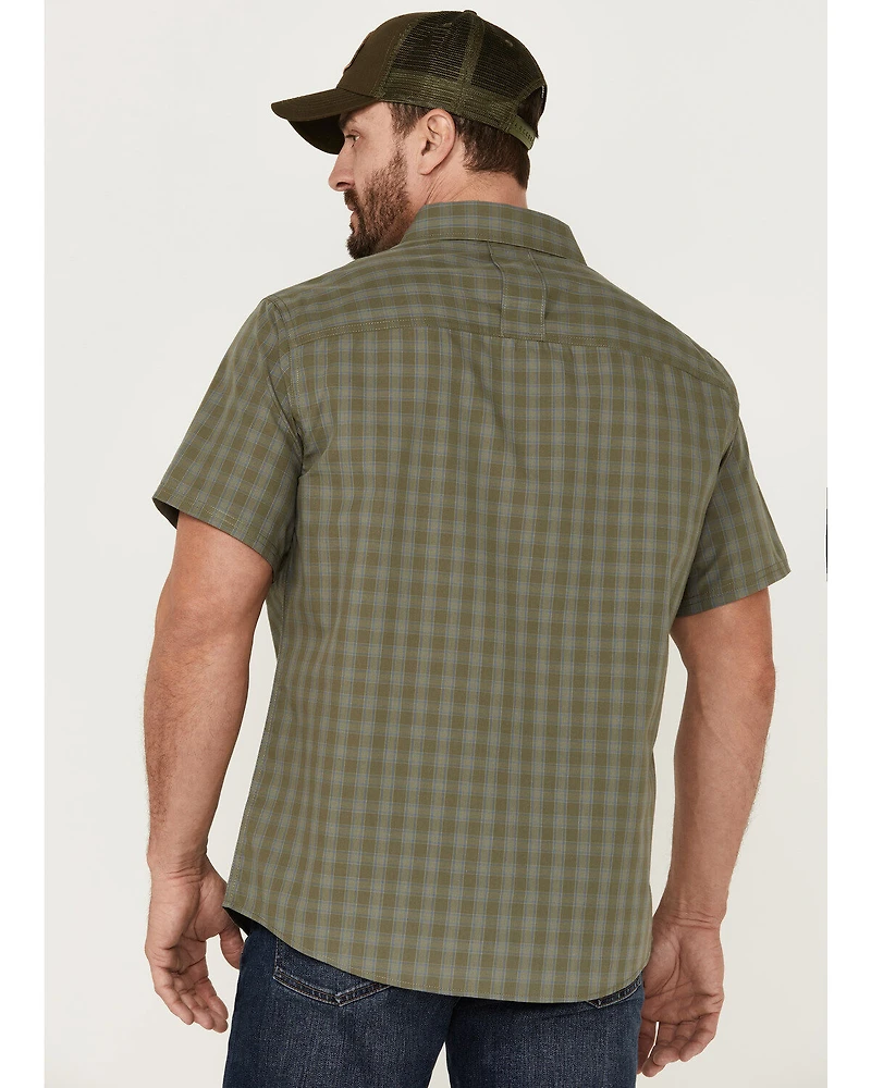 Brothers and Sons Men's Plaid Print Performance Short Sleeve Button Down Western Shirt