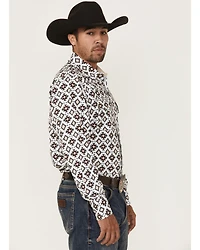 Rodeo Clothing Men's Geo Print Long Sleeve Snap Western Shirt