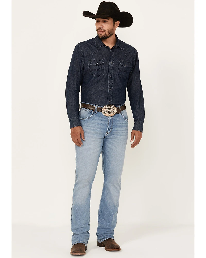 Wrangler Retro Men's Woodmere Light Wash Slim Bootcut Stretch Denim Jeans