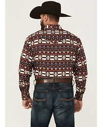 Rodeo Clothing Men's Southwestern Print Long Sleeve Snap Western Shirt