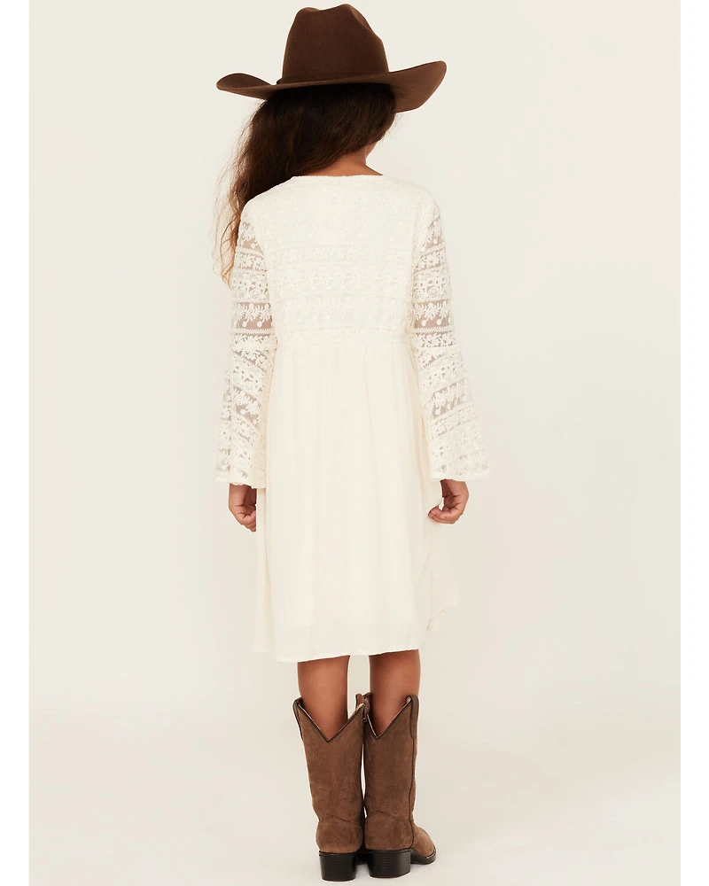 Shyanne Girls' Lace Long Sleeve Button-Down Mini Dress