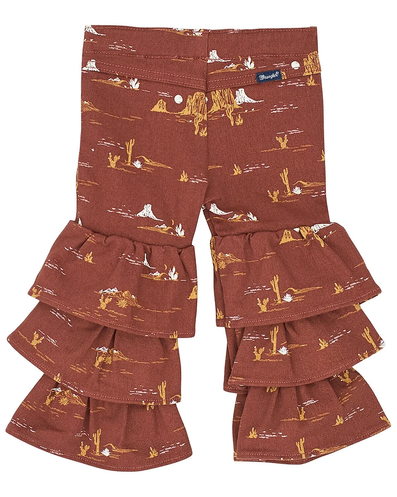 Wrangler Toddler Girls' Conversation Print Tiered Flare Denim Jeans