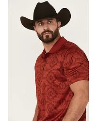 RANK 45® Men's Stock Tonal Southwestern Print Short Sleeve Button-Down Polo Shirt