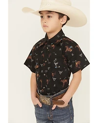 Cowboy Hardware Boys' Bronc Short Sleeve Snap Stretch Western Shirt