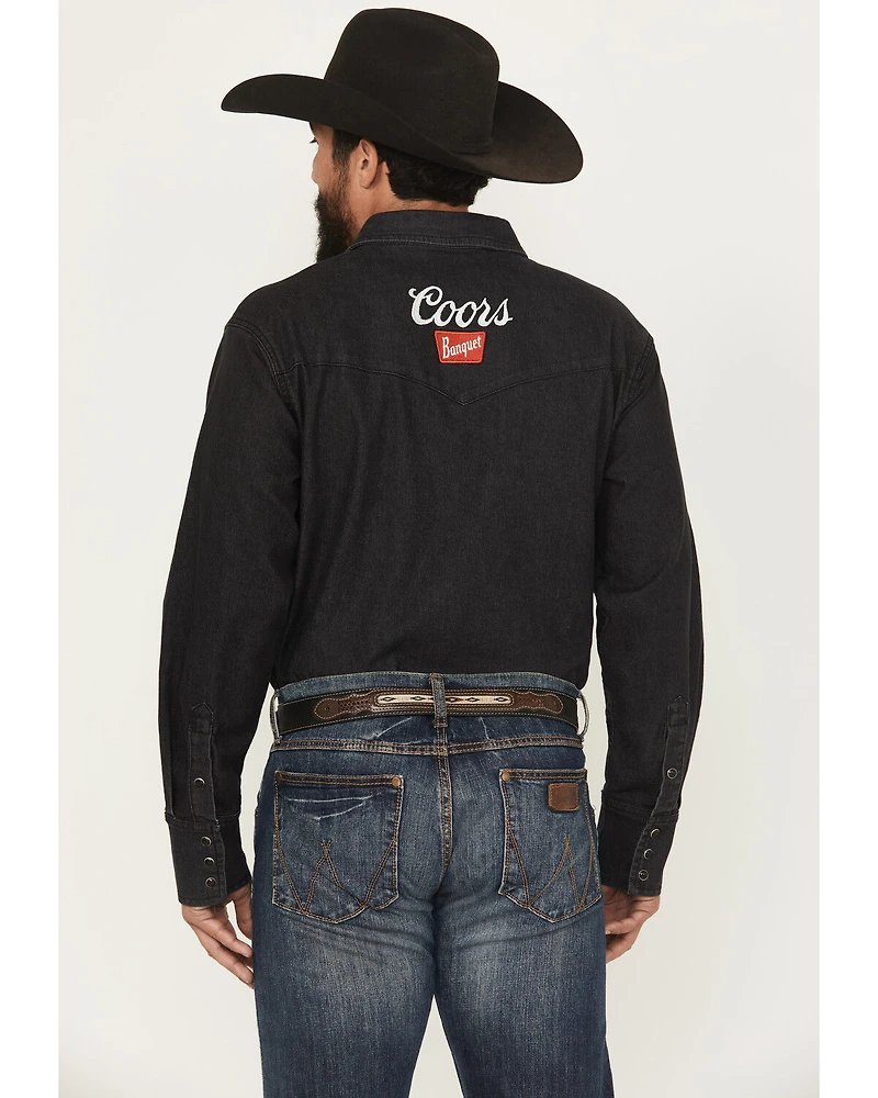Coors Men's Boot Barn Exclusive Logo Embroidered Long Sleeve Snap Denim Shirt