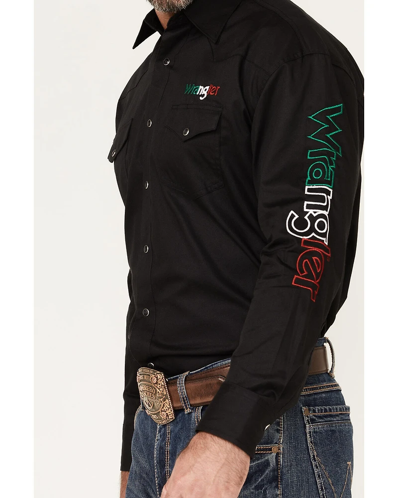 Wrangler Men's Mexico Logo Snap Western Shirt